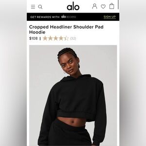 ALO Yoga Black Cropped Hoodie